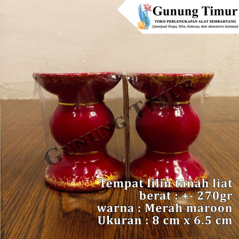 Tempat lilin tanah liat / Candle Holder Kualitas bagus warna merah