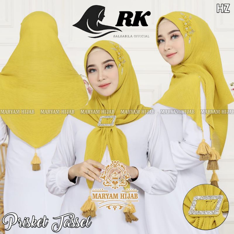 ❤️ RK SALSABILLA  ❤️ JILBAB/HIJAB KHIMAR INSTAN PET PLISKET BUNGA DIAMOND TASEL + FREE GESPER MUTIAR