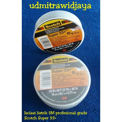 Isolasi listrik 3M profesional grade Scotch Super 33+ vinyl vinil electrical tape isolasi kabel