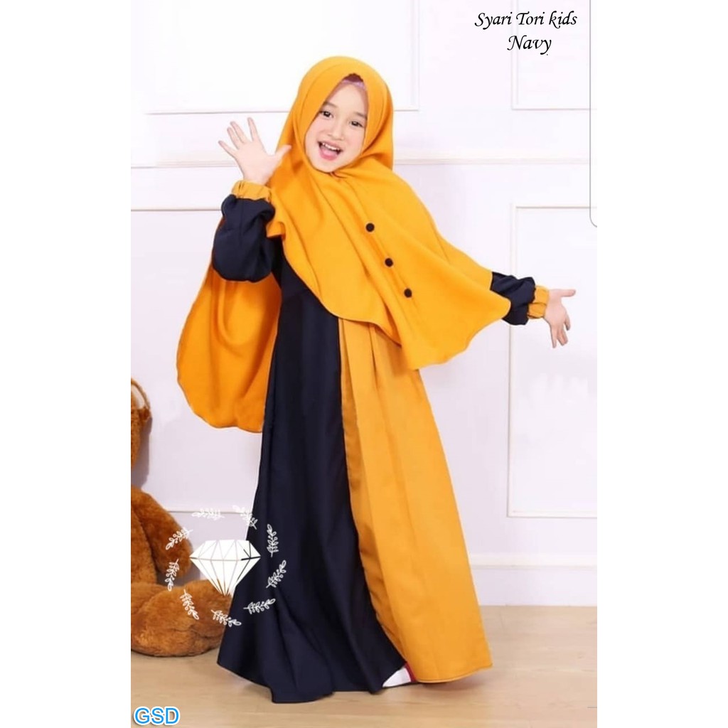 Syari Tori kids/Pakaian Muslim Anak / Baju Anak Gratis Hijab/ Baju Muslim Anak Cantik