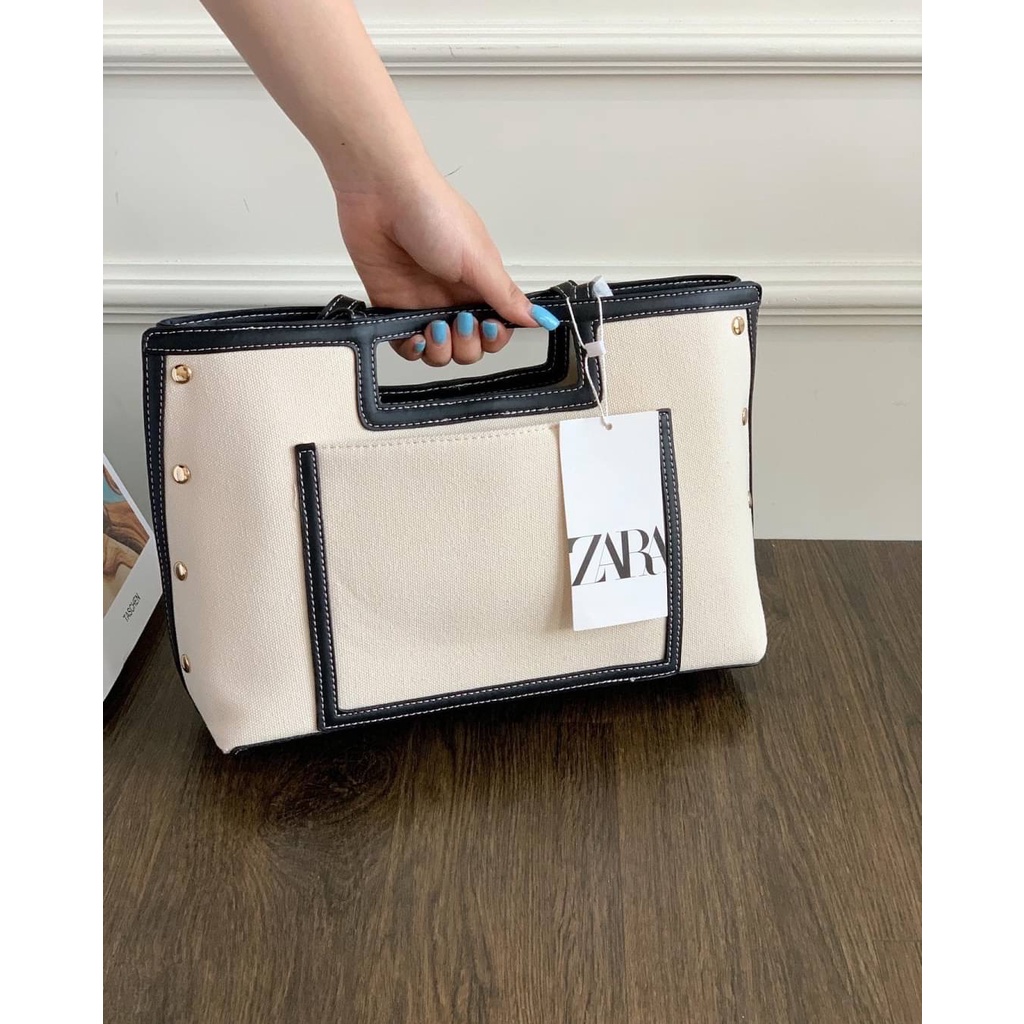 Tas wanita Tas zara canvas totebag zz478