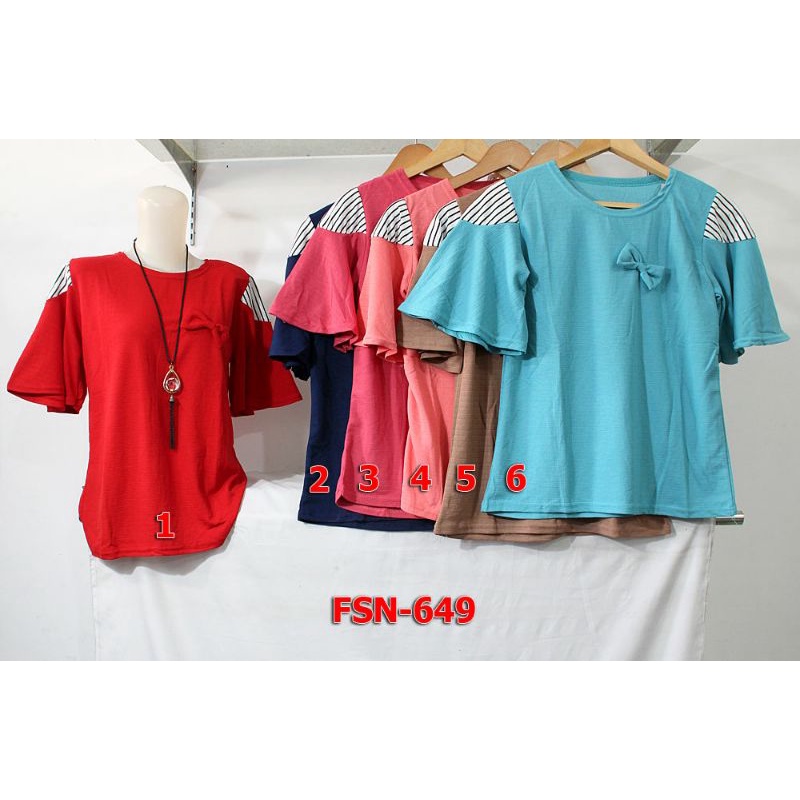 Blouse Wanita Lengan Terompet Atasan Wanita Polos FSN649