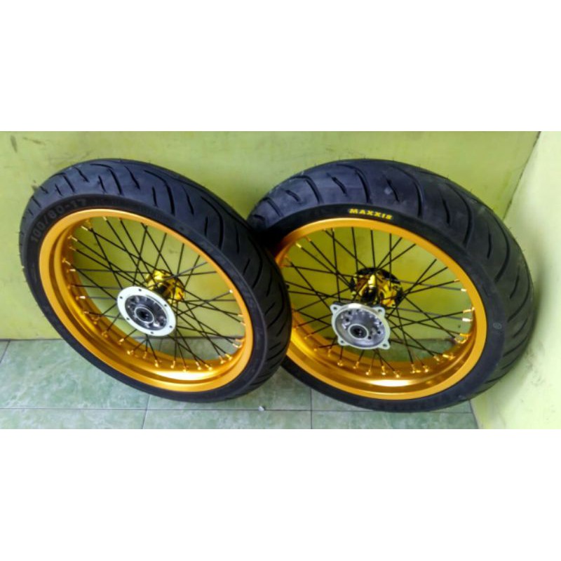 ban set velg set roda set supermoto klx 300/350-17 gold ban maxxis