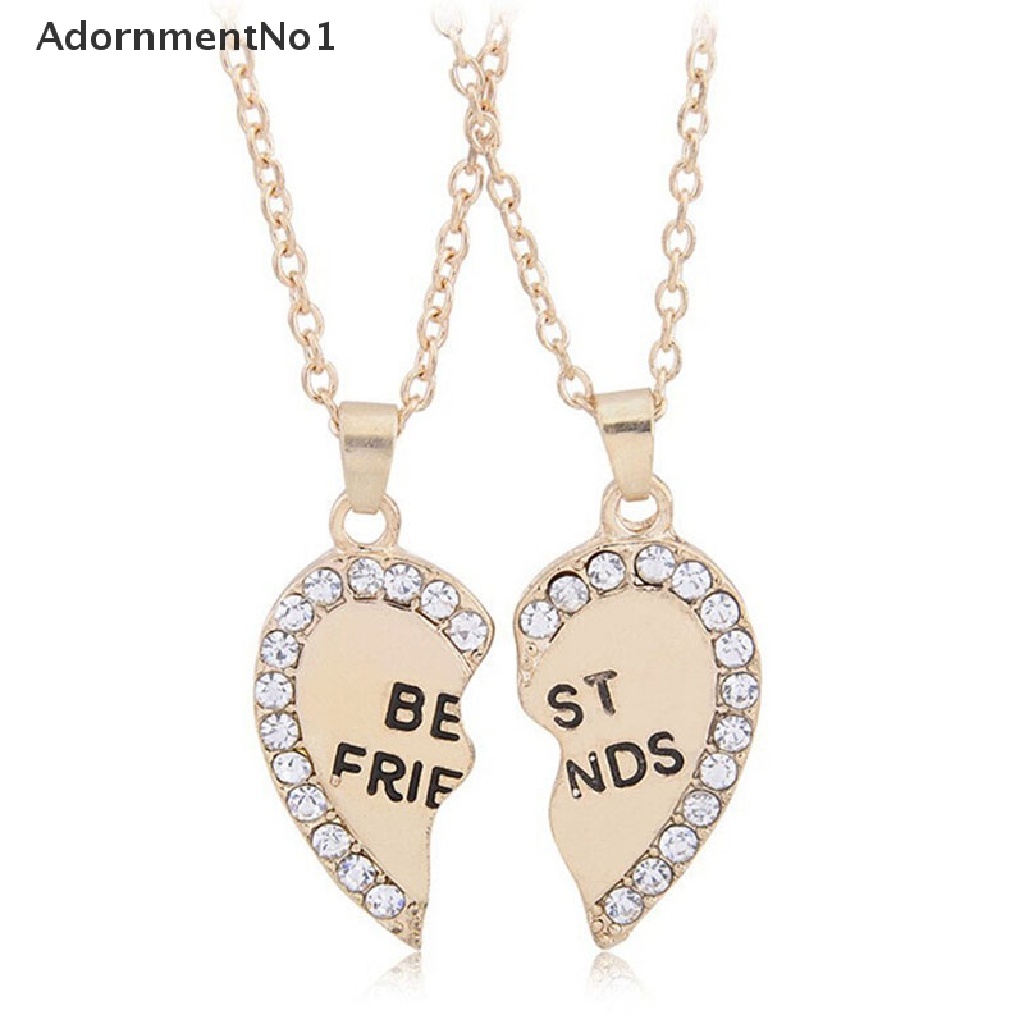 (AdornmentNo1) Kalung Rantai Dengan Liontin Hati Motif Tulisan Best Friend Untuk Wanita