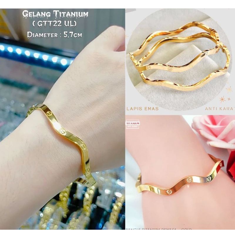 Gelang tangan titanium model gelombang terlaris (1pcs