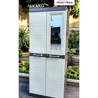  LEMARI  PAKAIAN PLASTIK  2 PINTU AKAKO ELEGANT  KACA GANTUNG 