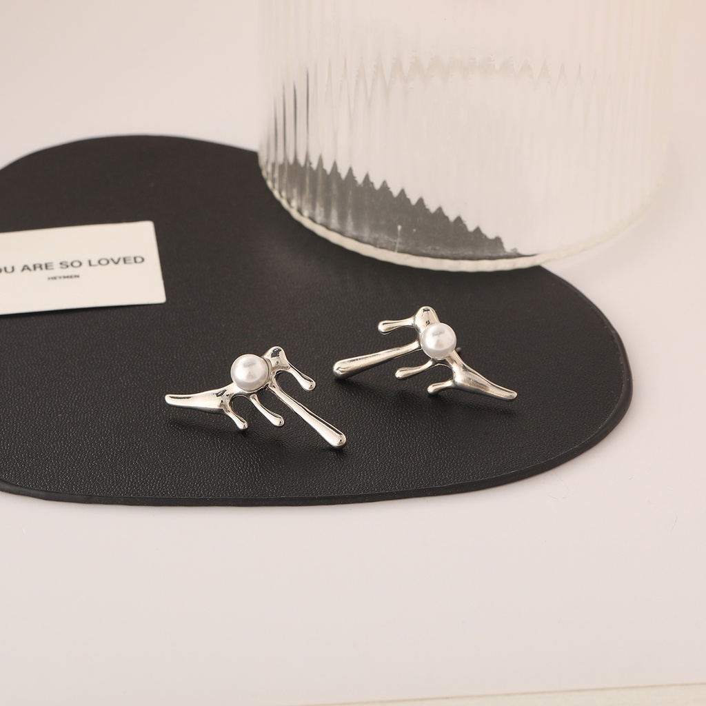 Anting Mutiara Bahan Metal Gaya Korea Untuk Aksesoris