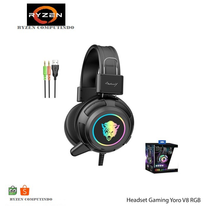 Headset Gaming Yoro V8 RGB - Headset Yoro V8 RGB Cool Light - WIRED