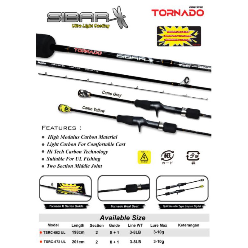 joran tornado sibar casting 662 dan 682