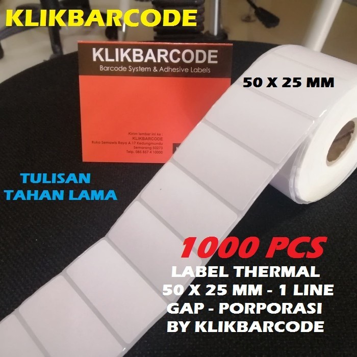 

MURAH Stiker Label Barcode Thermal 50x25mm / 50x25 mm / 50 x 25 mm 1 Kolom KLIKBARCODE