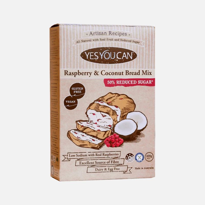 

YES YOU CAN RASPBERRY COCONUT BREAD MIX 400GR