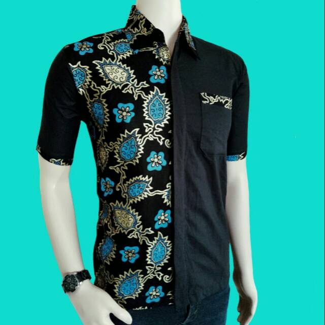 HEM BATIK PEKALONGAN PRIA KOMBINASI EMAS PRADA