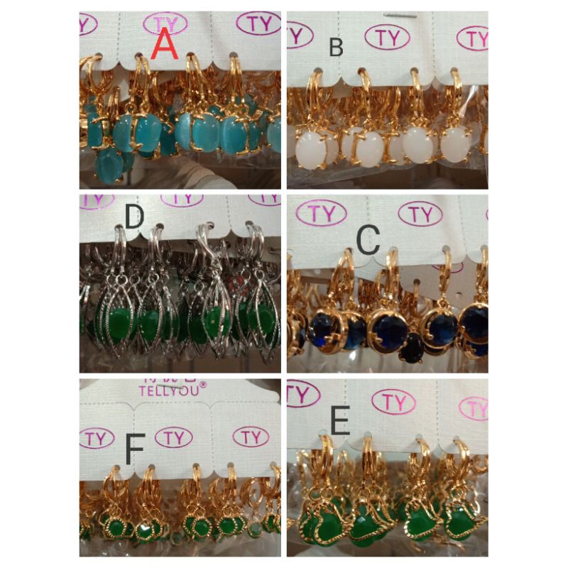 Anting xuping lapis emas wanita dgn batu imitasi