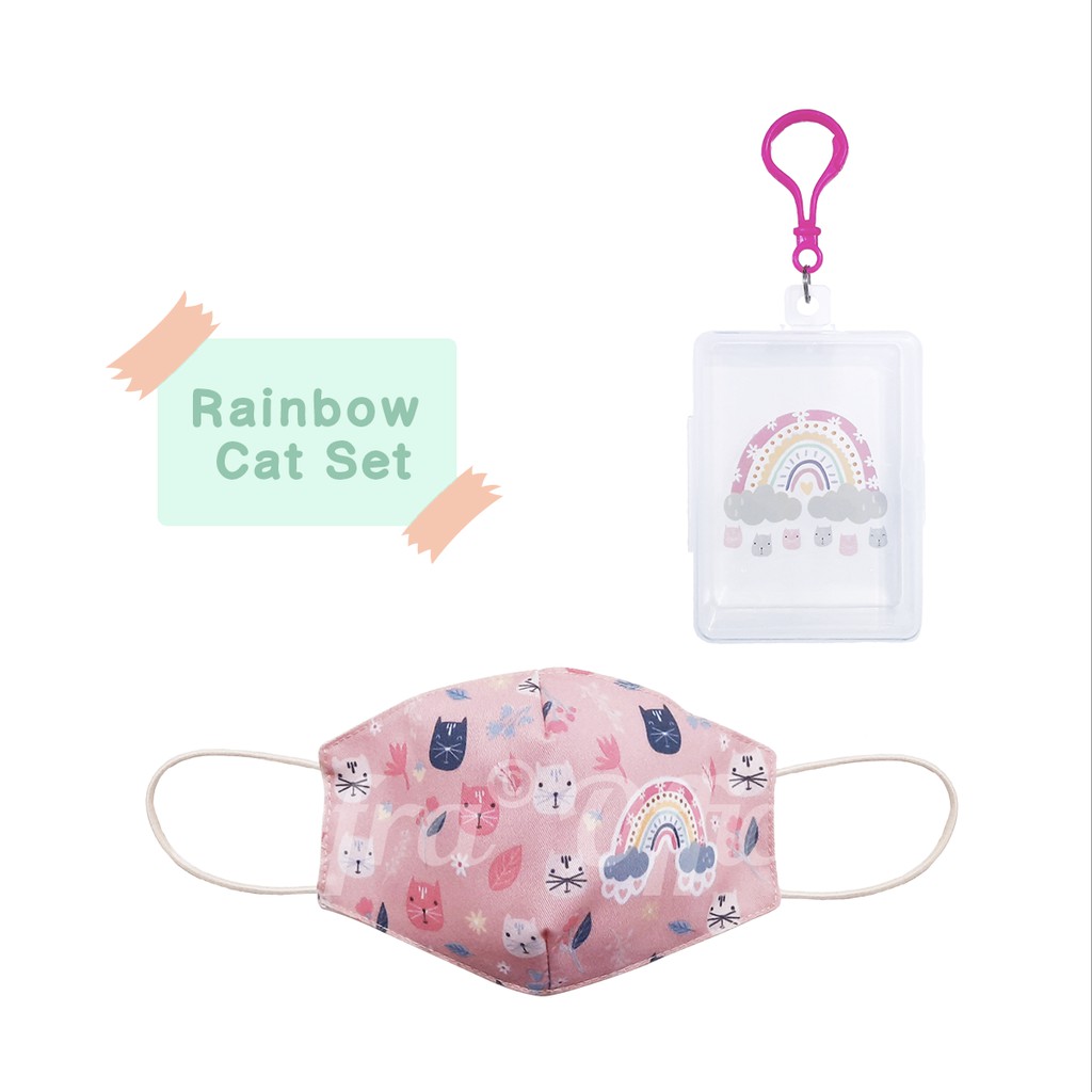 Shifra Tempat Masker Set Masker Dino Unicorn Rainbow