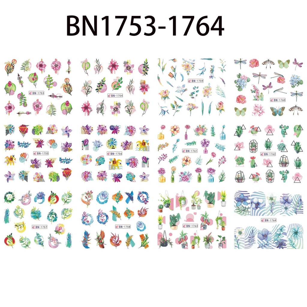 R-flower Stiker Nail Art Bunga Desain Nail Art Peony Untuk Manicure Summer Dekorasi Kuku Stiker Kuku