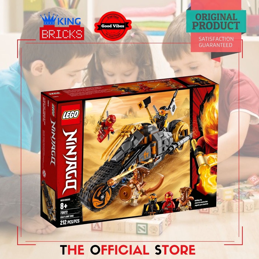 LEGO Original NINJAGO 70672 Cole Dirt Bike - Mainan Anak Laki Edukasi Kreatif Motor Ninja Kai Zane