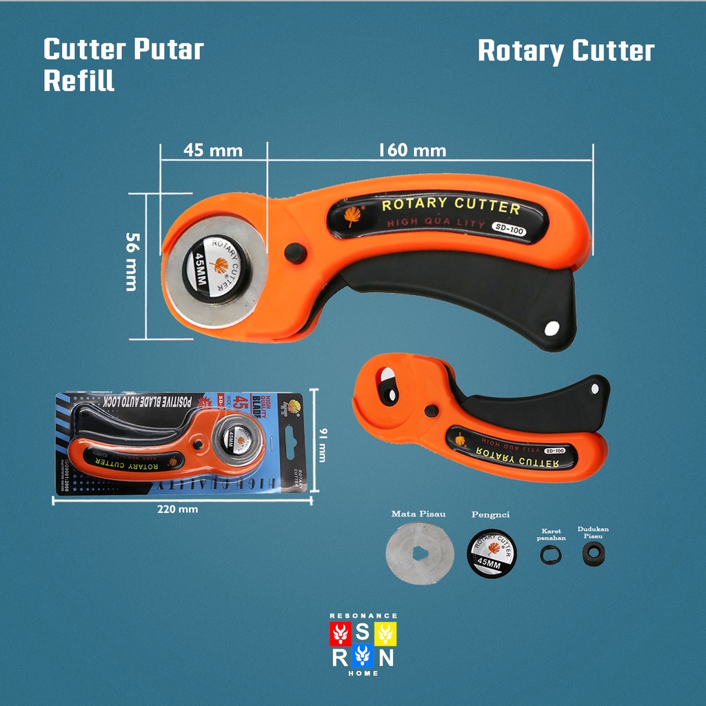 Cutter Rotary Roleer Balde Alat Pemotong Putar 45mm Resonance Home