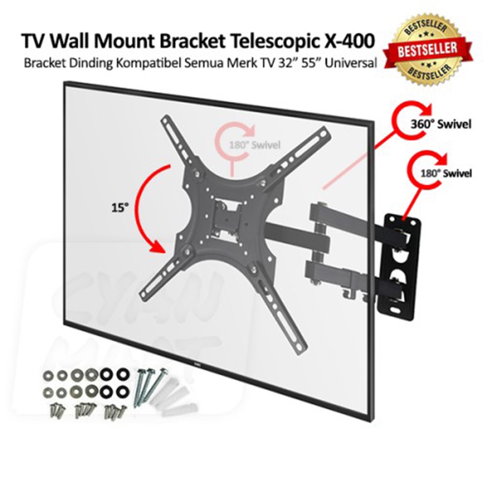 SWIVEL BRACKET TV LED 14&quot; - 55&quot;  BRACKET TV LCD 14&quot; - 55&quot; (6 ARAH), SWING BRACKET TV