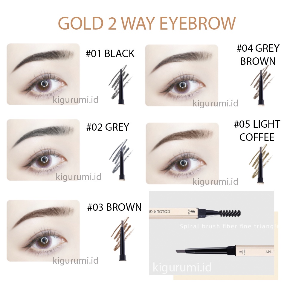 LAMEILA Gold Geometry Colors Double Heads Eyebrows Pensil Alis Membuat Alis Lebih Berwarna Eyebrow LA123