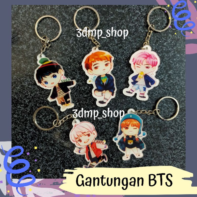 Gantungan Akrilik Keychain BTS suga Jin Rapmonster Jhope Taehyung