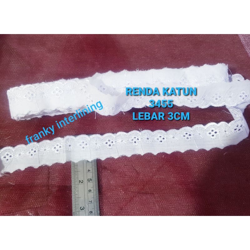 RENDA KATUN 3455 LEBAR 3CM 4 LOBANG PER PACK ISI 15 YARD