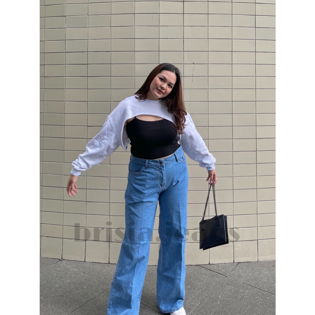 BRISIA JEANS - WENDY Boyfriend Jeans JUMBO - Medium Blue Size 34-38 / Loose Jeans BIGSIZE