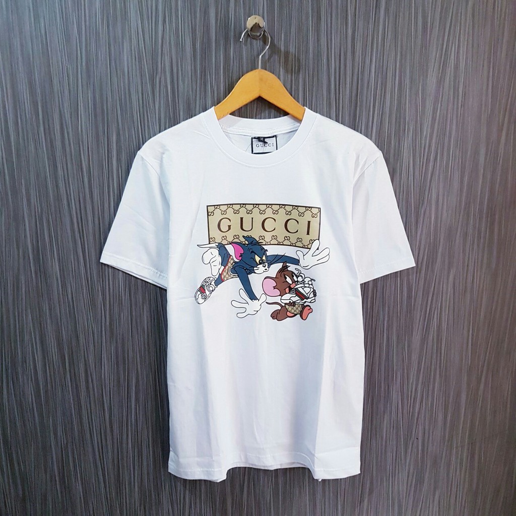 BAJU KAOS GUCCI TOM AND JERRY PUTIH KUALITAS PREMIUM