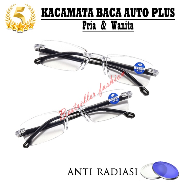 KACAMATA AUTO FOCUS PLUS ANTI RADIASI BLUE LIGHT LENSA MENYESUAIKAN PRIA WANITA MODIS KACAMATA BACA RABUN DEKAT