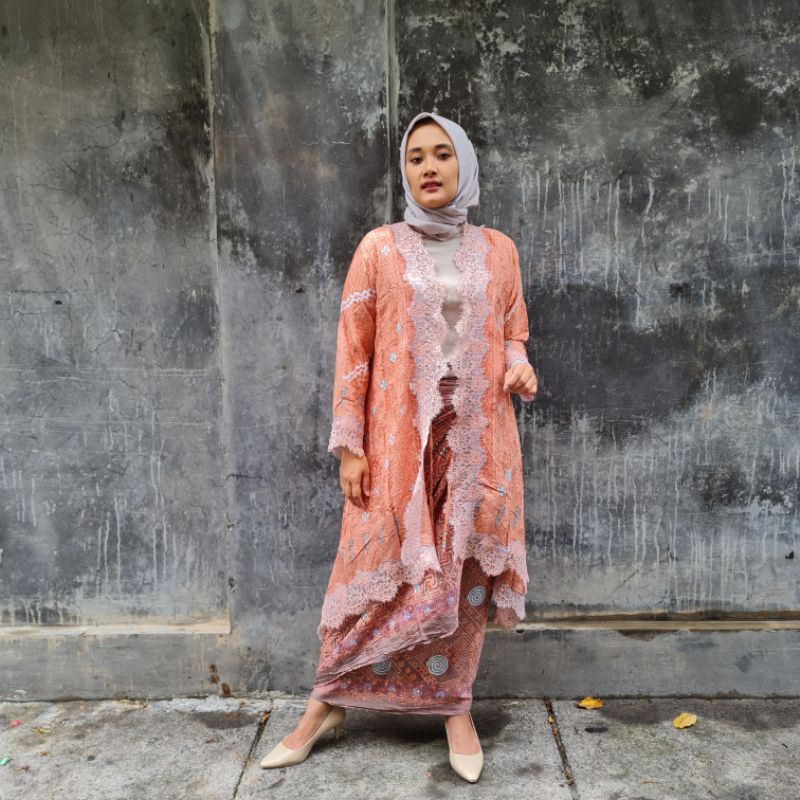 outer batik bahan viscose renda aisyah