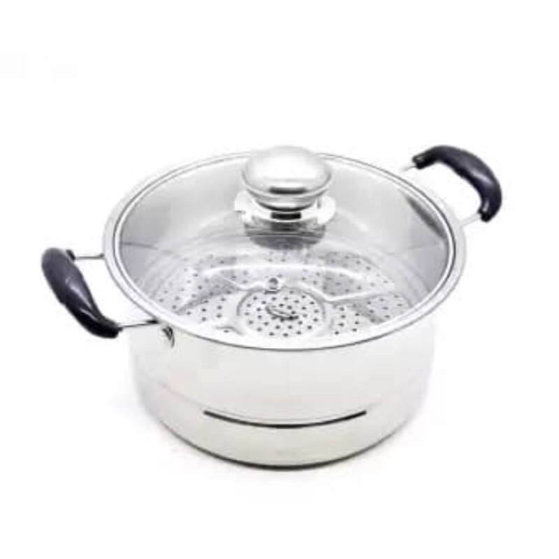 Steamer Stainless Tutup Kaca| Langseng | Panci kukus