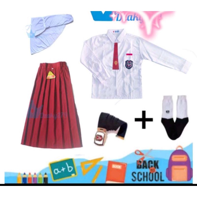 

Seragam sekolah SD Lengkap +kaos kaki +ikat pinggang dan krudung