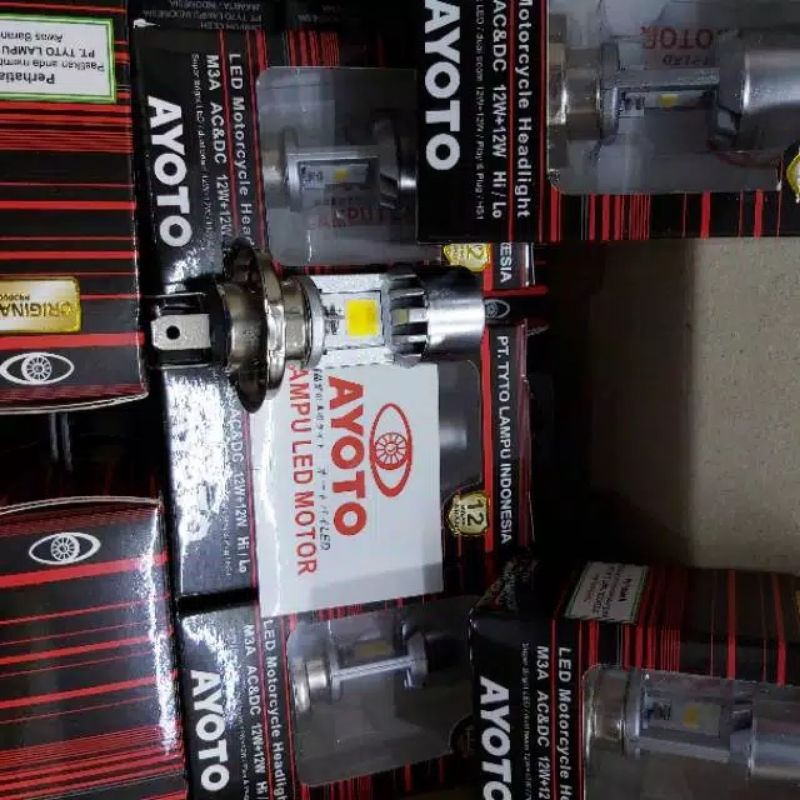 LAMPU LED AYOTO H4 100% ASLI UNTUK MOTOR SCOOPY VIXION CB150R MXKING MEGAPRO BYSON VERSA