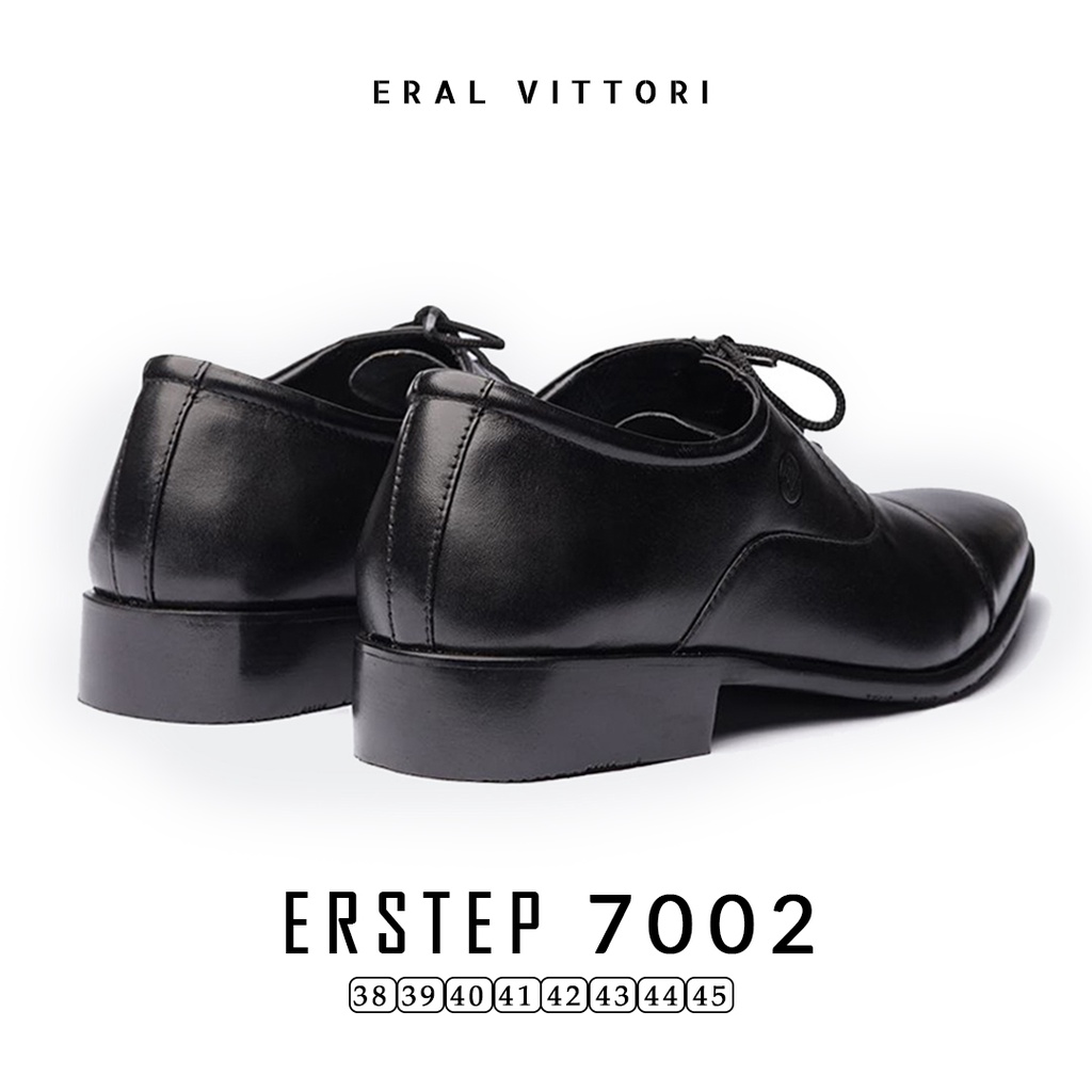 Eral Vittori - Erstep 7002  Sepatu Pantofel Pria Kulit Tali Formal Kantor Hitam