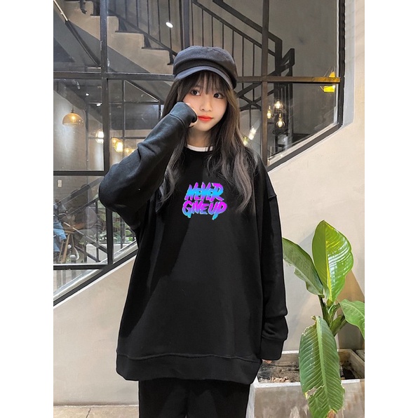 Sweater Never Give Up Aesthetic | Sweater Korea Style Fleece Cotton | Dhea Fashion