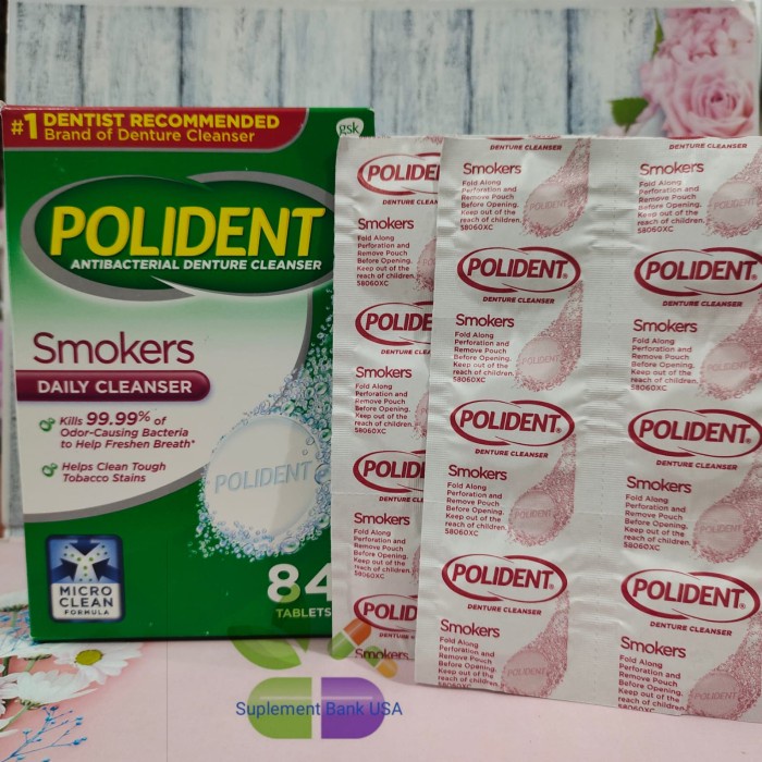 Polident Smokers Daily Cleanser eceran 1 lembar Pembersih gigi palsu