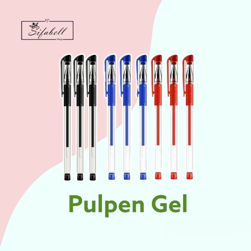 Pulpen Gel Ink 0.5mm Bolpoint Pena Tinta Cair Warna Alat Tulis Kantor Bolpen