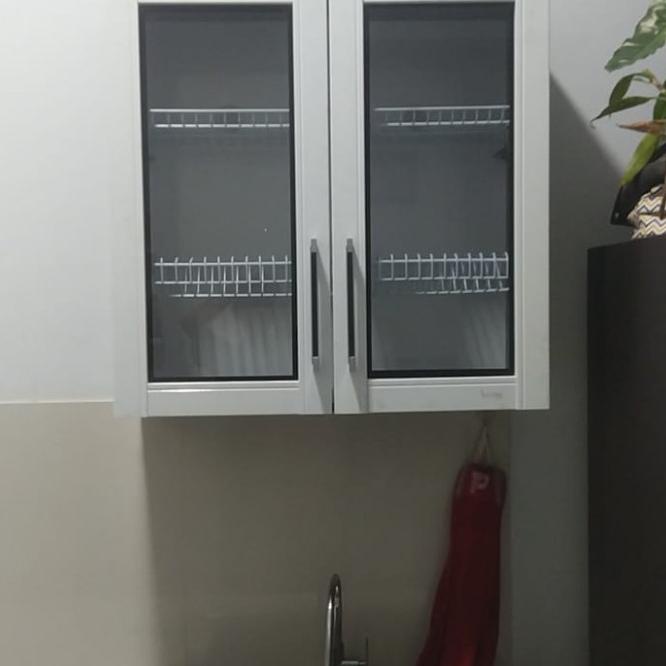 RAK PIRING LEMARI GANTUNG DAPUR KITCHEN SET ATAS 2 PINTU BESI