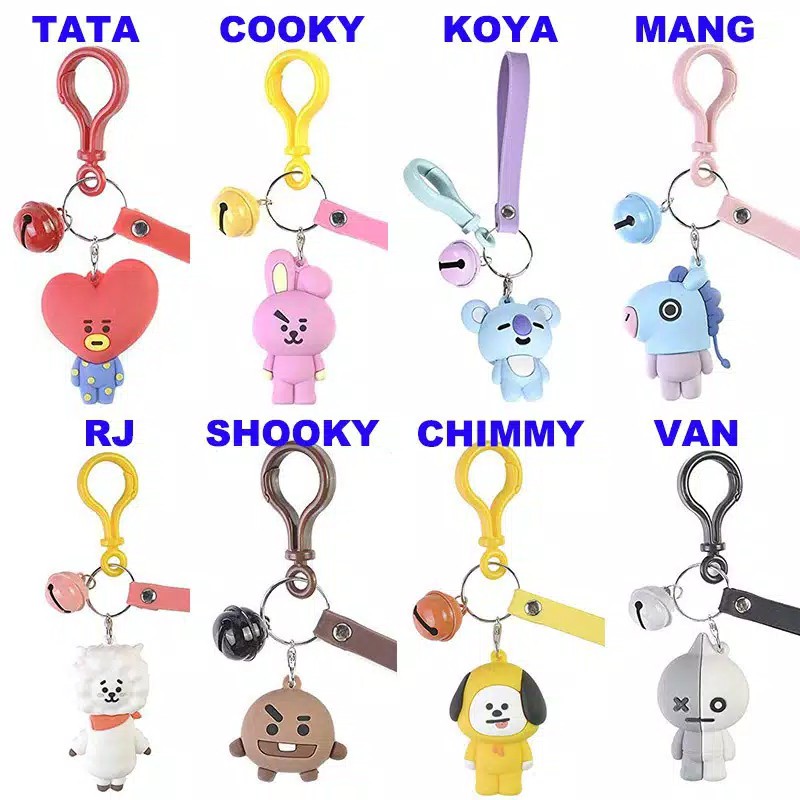 Gantungan kunci bts/ gantungan kunci terlaris tata koya mang rj shooky cooky chimmy van