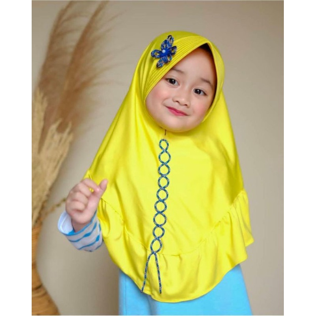 hijab anak bergo bunga talikur anak//hijab instan anak real pict//hijab anak lucu//hijab anak paud//