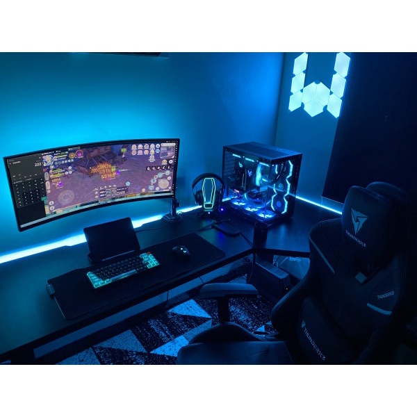 Meja gaming komputer lengkap LED RGB WITH REMOTE