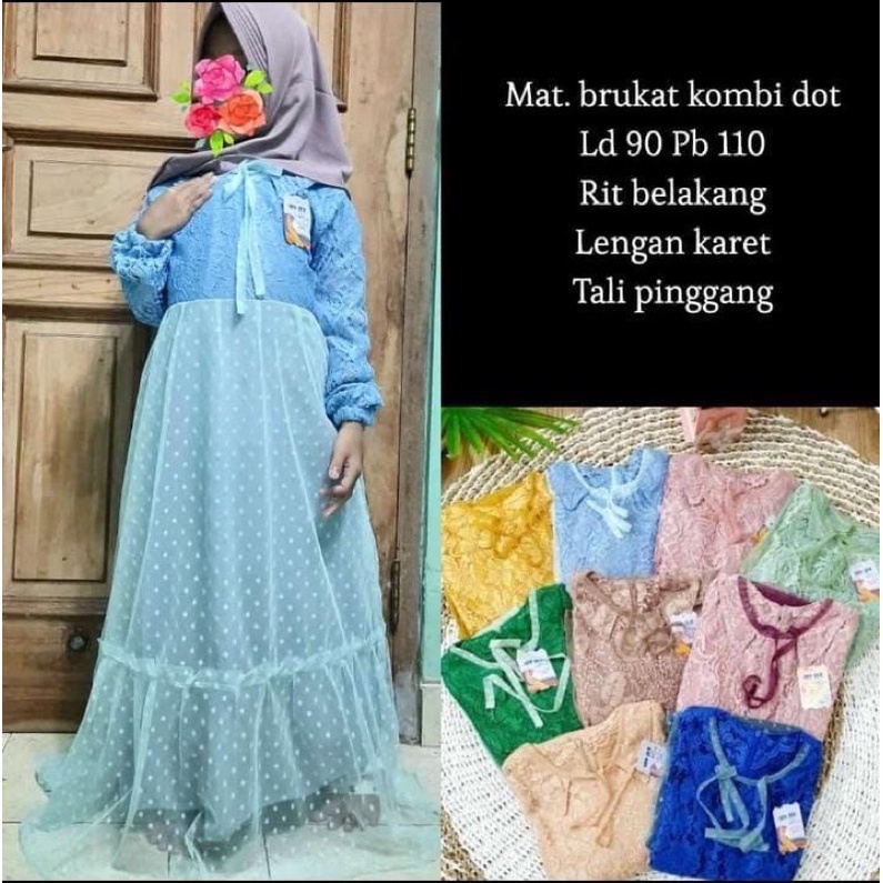 Gamis Brokat Anak/Gamis Tile Anak Tanggung/Rosalinda Kids/Gamis brukat anak/Dress pesta anak