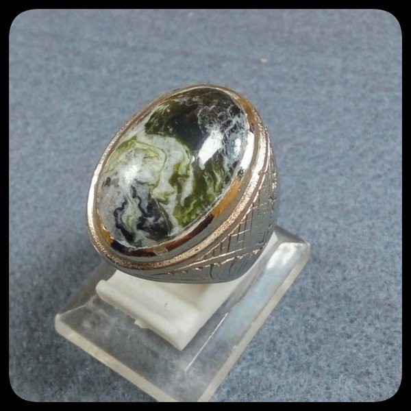 CINCIN PANCAWARNA GREEN AGATE NEW STONE COLLECTOR ITEM