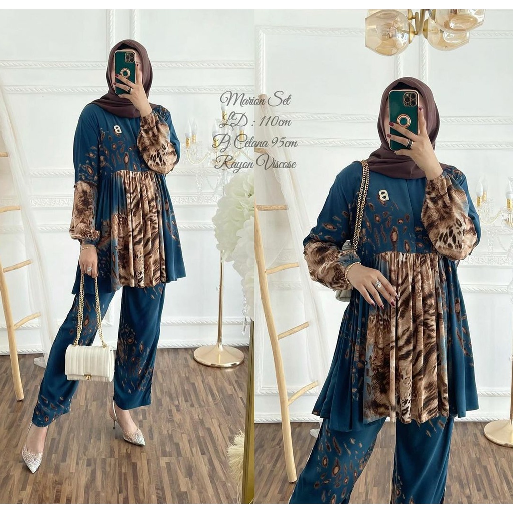 One set Rayon Premium Setelan Piyama Motif Terbaru-Marion Set