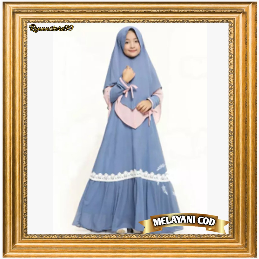 Baju Gamis Anak Perempuan Umur 11-12 Tahun Terbaru 2021 Gwenita Kid Bahan Moscrepe Motif Renda Ld 98