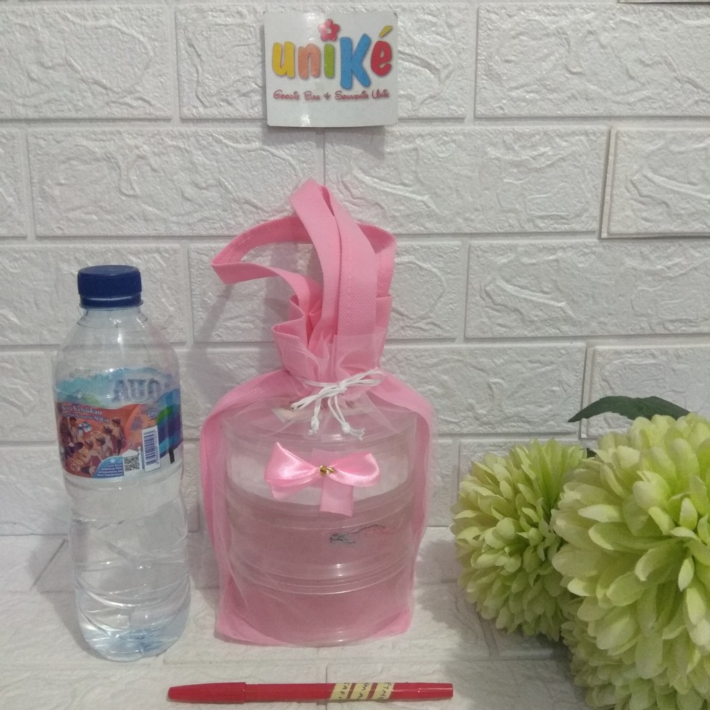 Tas Serut Tile 3 susun 250 gram TILE toples kue kering cookies  1/4 kg souvenir parcel goodie bag 3S