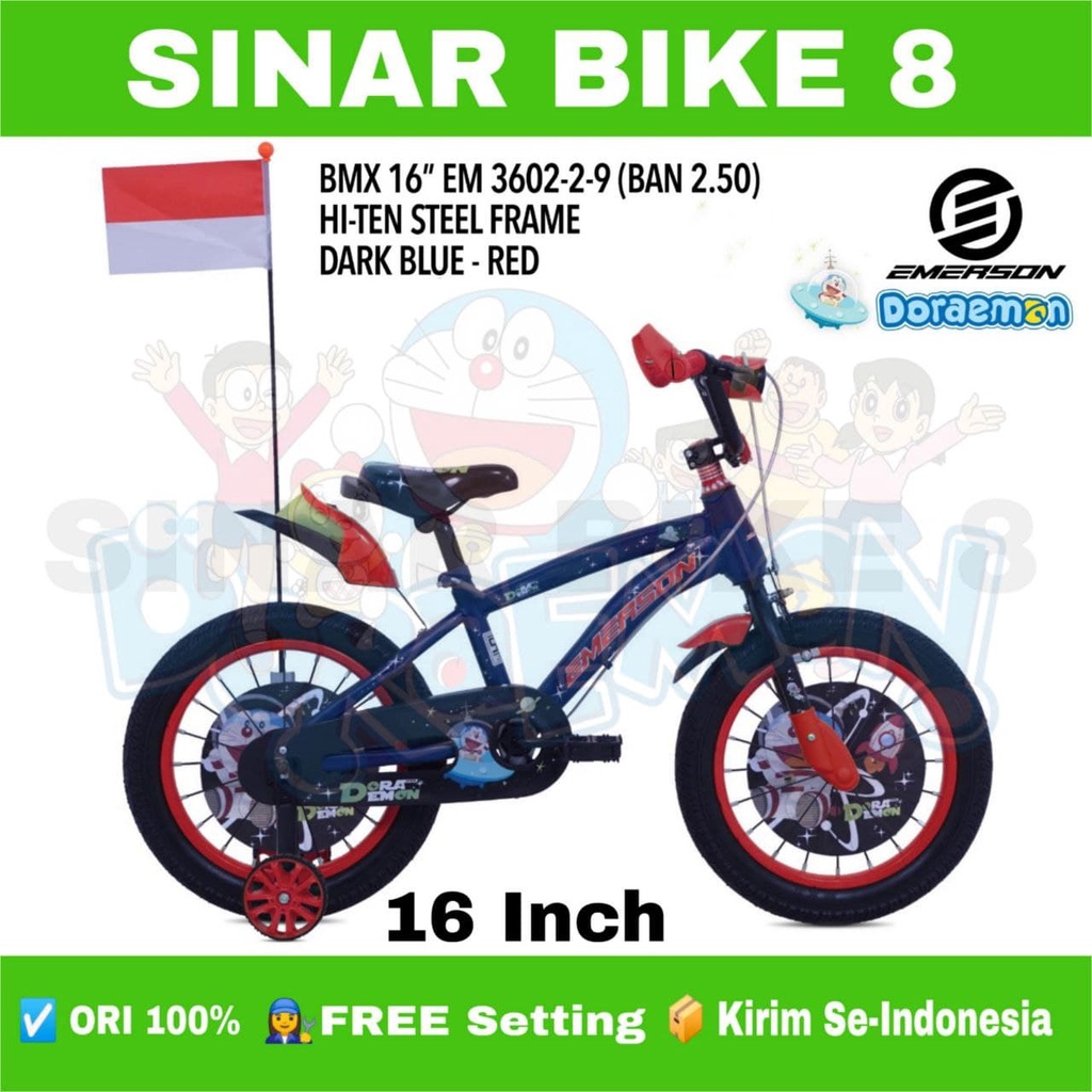 Sepeda Anak Laki BMX EMERSON DORAEMON EM-3602-2- 9 Uk 12 16 18 Inch