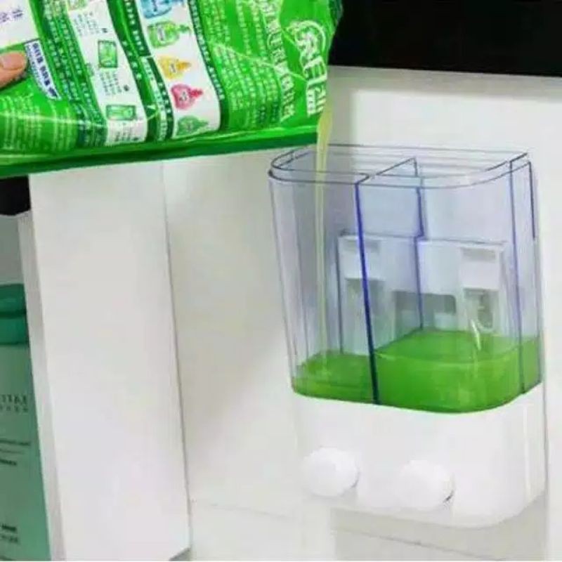 Dispenser Sabun 2 in 1 Double Soap Dispenser Tempat Sabun Cair