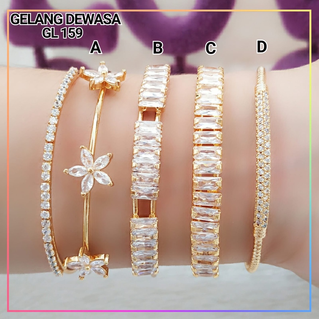 Gelang xuping gelang bangle dewasa full mata mewah permata simple  lapis emas gold GL 159