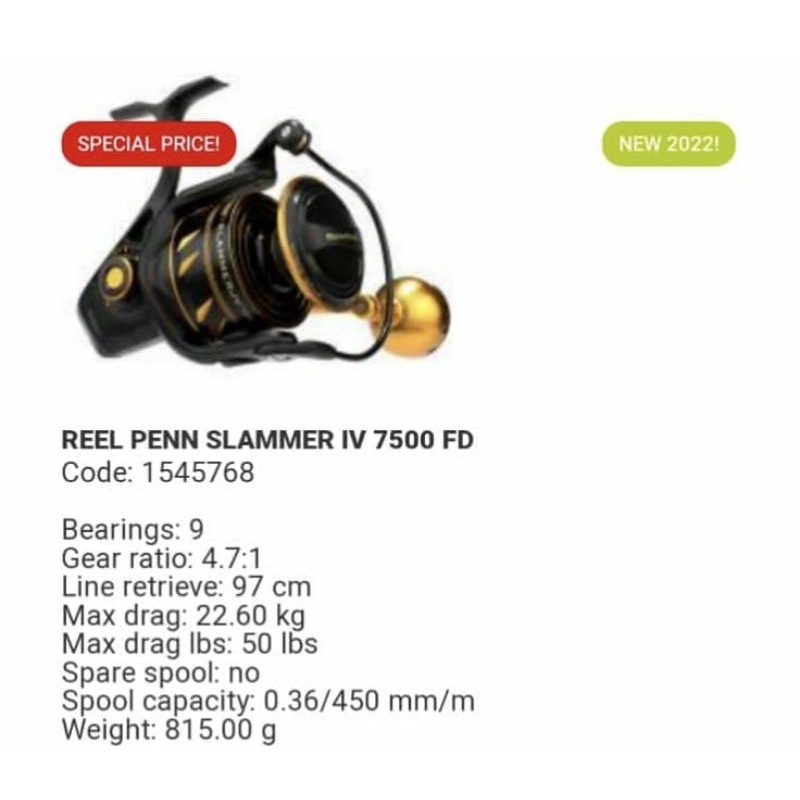 PENN SLAMMER IV 7500 FD