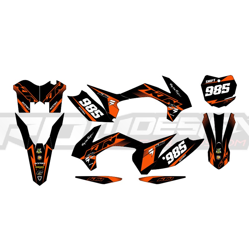 DECAL STICKER KTM 150/200/250/300/350/450 2014 2015 2016 (002) DEKAL STIKER HITAM ORANYE